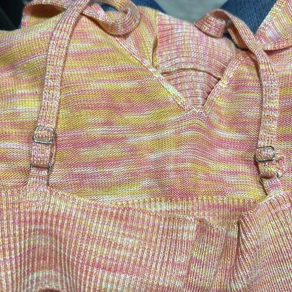 Callahan Knitwear Cropped LS Cardigan Bralette Pink &‎ Orange Set Large  NWT - Picture 14 of 14